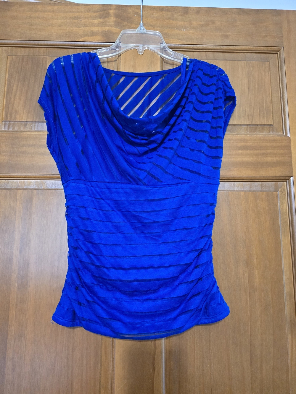 HeartSoul Royal Blue Draped Cowl Short Sleeve Top